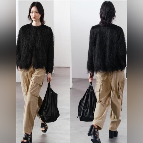 Zara Black Fringed Avant Garde Jacket Size XL. - Picture 1 of 16